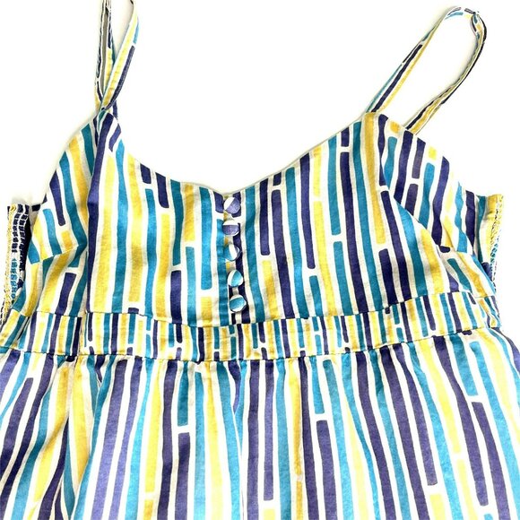 Fossil Babydoll Top Cami XS Striped Button Detail Lined Retro Y2K Preppy Beachy - Picture 3 of 8